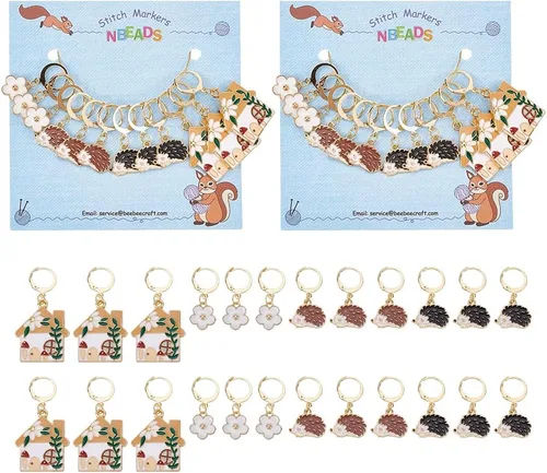 Miniatura 32 de NBEADS 2 Piezas 2 Estilos Cadenas Contador de Filas con Dijes de Abejas, Marcadores de Puntos con Números 0~9 Cuentas Acrílicas Dijes Marcadores