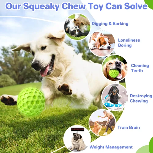 Miniatura 5 de DISSKNIC Pelotas chirriantes indestructibles para perros, juguetes interactivos para perros masticadores agresivos, razas grandes para aliviar