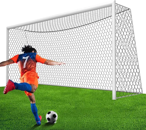 Repuesto de red de portería de fútbol de 24 x 8 pies y 18.5 x 6.5 pies, calidad profesional en la cancha [nailon de 0.157 in, 4 pulgadas hexagonal],