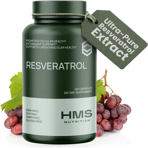 HMS Nutrition Resveratrol 1400 mg por porción — 120 cápsulas veganas | Trans‑resveratrol de alta potencia con acai, semilla de uva y té verde |