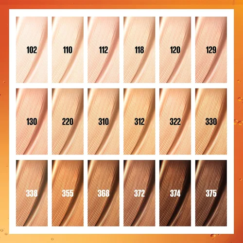 Miniatura 5 de Maybelline Super Stay Up - Tinte para piel de hasta 24 horas, base radiante de cobertura ligera a media, maquillaje infundido con vitamina C, 102, 1