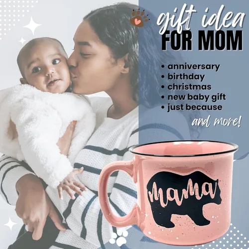 Miniatura 7 de Taza de café de cerámica Mama Bear para mamá, esposa, mujeres – Taza de cerámica coral única – Regalos divertidos para ella en el Día de la Madre