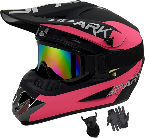 Miniatura 22 de Cascos de motocross para jóvenes, aprobados por DOT, motocross, ATV, todoterreno, cuatro ruedas, cascos de motocicleta BMX con gafas, guantes
