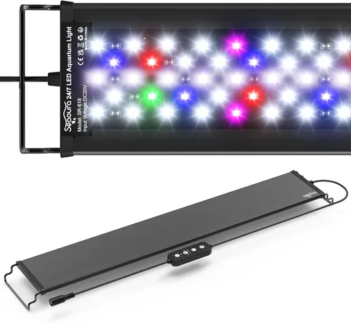 Miniatura 8 de SEAOURA - Luz LED para acuario de modo 24/7 para crecimiento de plantas, luz de tanque de peces de espectro completo con temporizador
