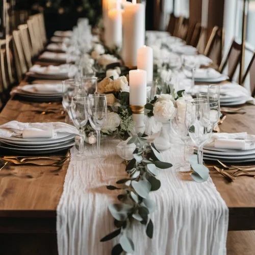 Miniatura 2 de Camino de mesa de gasa blanca – Camino de gasa 100% algodón ecológico, 10 pies para decoración de bodas y comedor