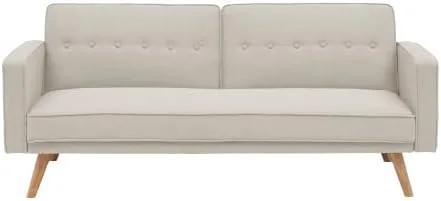 Miniatura 7 de anwickjeff Sofá cama tipo futón convertible, sofá cama plegable de lino moderno con respaldo dividido, respaldo ajustable, reposabrazos, marco