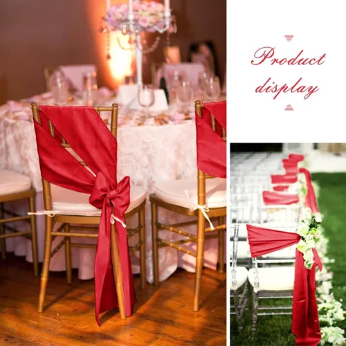 Miniatura 6 de 60 bandas de satén para silla, color burdeos, para fiestas, hoteles, bodas, recepciones, restaurantes y decoración de eventos (7 x 108 pulgadas)
