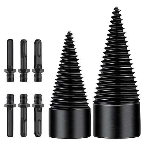 Juego de 8 brocas divisoras de troncos de leña extraíbles, 1.48 pulgadas + 1.654 pulgadas (1.260 in + 1.654 in), destornillador de cono de tornillo