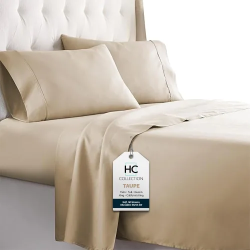 Miniatura 17 de HC COLLECTION Sábanas de cama California King, Hotel Luxury Platinum Serie 1800, sábana encimera de microfibra cepillada, sábana bajera de bolsillo