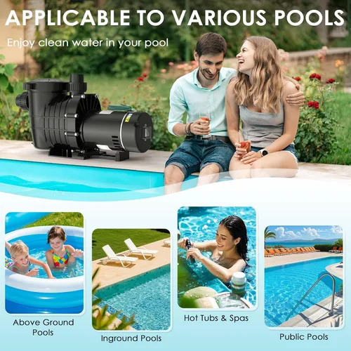 Miniatura 7 de Seeutek Bomba de piscina de 2.0 HP sobre el suelo y el suelo, potentes bombas de piscina autorecortables de 6900 GPH con cesta de filtro de colador