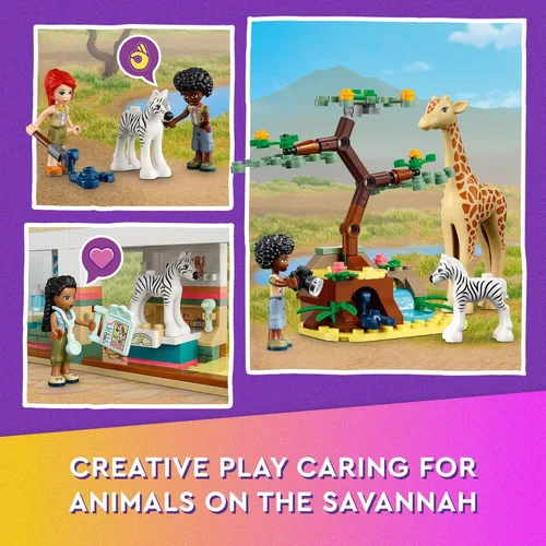 Miniatura 3 de LEGO Friends Mia's Wildlife Rescue Toy 41717 con figuras de animales de safari de cebra y jirafa más 3 mini muñecas, idea de regalo de cumpleaños