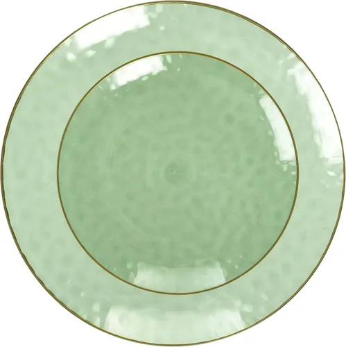 Miniatura 2 de Blue Sky Platos redondos de plástico verde martillado orgánico con borde dorado, 7 pulgadas (10 unidades) Elegante vajilla desechable para fiestas