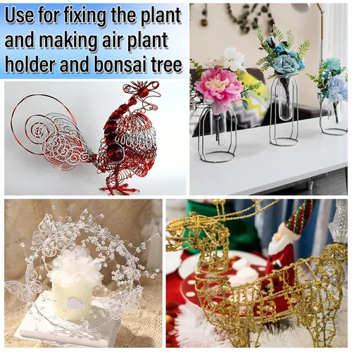 Miniatura 5 de Alambre de 3mm para manualidades para esculpir, 15.85 m de aluminio maleable grueso para árboles bonsái, armadura floral, tejido, envoltura, modelos