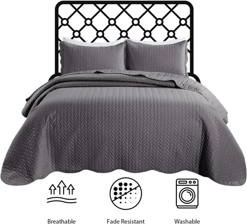 Miniatura 7 de MOONLIGHT20015 Paquete de 8 Colchas Tamaño King para Cama (106" x 96") - Venta al Por Mayor para Hoteles, Dormitorios de Huéspedes y Airbnbs - Gris