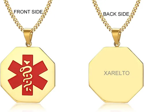 Miniatura 26 de VNOX Collar con colgante personalizado de acero inoxidable con grabado personalizado para identificación de alerta médica de emergencia para hombres
