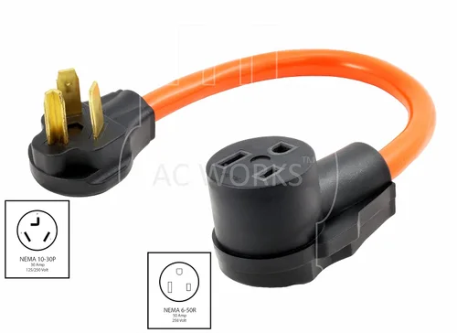 Miniatura 2 de AC WORKS 10/3 STW 1.5 pies Cable adaptador de soldador 3 clavijas 10-30P enchufe de secadora a 6-50R salida de soldador WD1030650-018