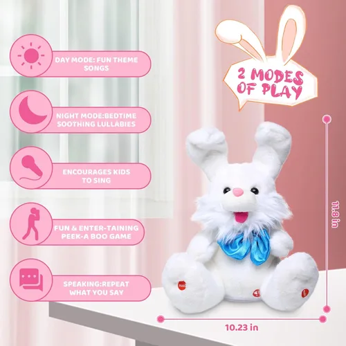 Miniatura 3 de MIAODAM Peek A Boo Bunny Animal de Peluche, Juguetes Musicales para Bebés para Niños, Canción Infantil y Canciones de Cuna Conejo de Pascua que