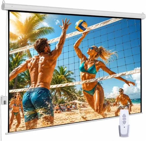 Miniatura 16 de Pantalla de proyector motorizada de 110", pantalla de proyector eléctrica 16:9 con control remoto, pantalla de película HD