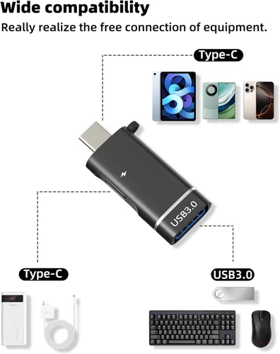Miniatura 7 de Divisor USB C para iPhone 16 15 Pro Max Adaptador OTG Cable (2 en 1) Cámara digital para Apple cargador convertidor de carga hembra para iPad lector
