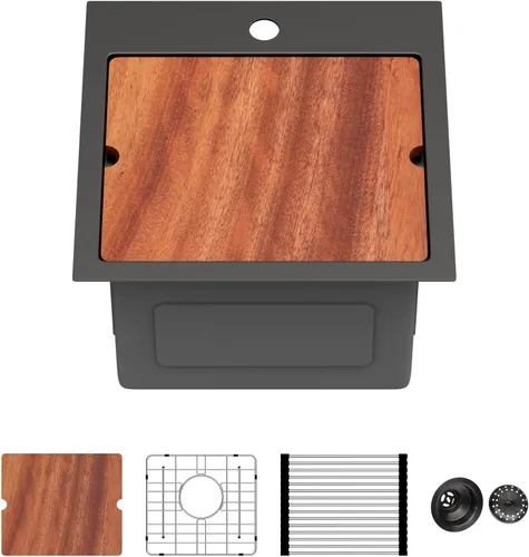 Miniatura 20 de Fregadero de cocina para exteriores, 21 x 20 pulgadas, fregadero de barra para exteriores, fregaderos de cocina de acero inoxidable de montaje