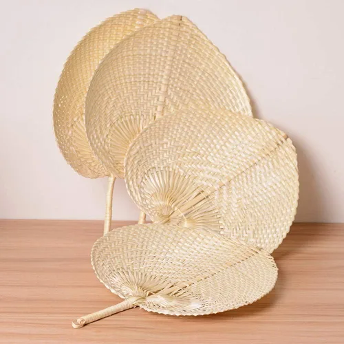 Miniatura 3 de Forart Abanicos de mano de rafia natural hechos a mano, exquisito abanico de palma, abanicos de rafia hechos a mano, recuerdos de boda para bodas