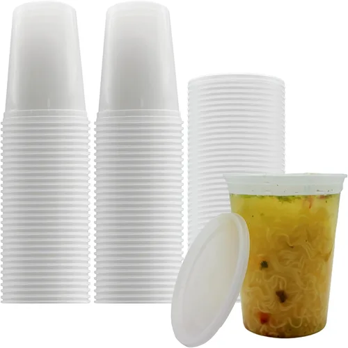 Miniatura 7 de EASYTRIP [60 juegos] Contenedores deli de 8 oz con tapas, contenedor de almacenamiento de alimentos con tapa hermética, recipientes de plástico