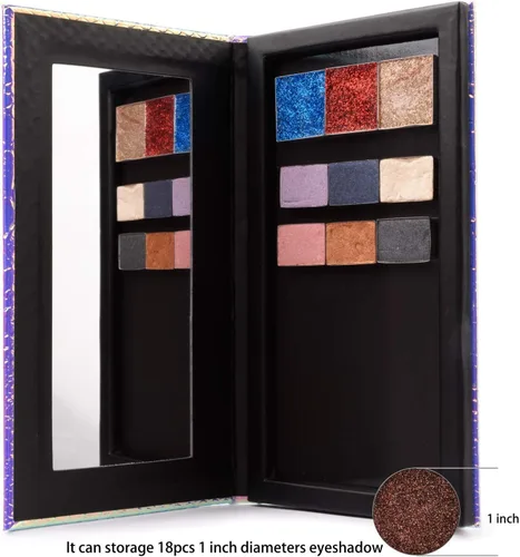 Miniatura 3 de Allwon Paleta magnética de sirena vacía paleta de maquillaje con espejo y 20 unidades adhesivas vacías de metal para sombra de ojos, lápiz labial