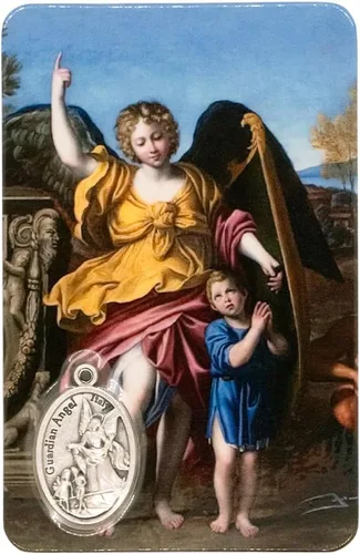 Tarjeta santa católica con colgante de medalla incorporada Laminado a todo color Oración impresa en la parte posterior Gran regalo cristiano para