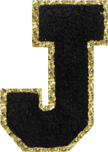 Miniatura 68 de Parches de letras termo-adhesivas de felpilla para chaquetas, parches de letras universitarias con brillantina para planchar en la letra azul A