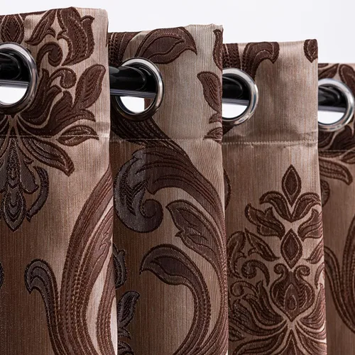 Miniatura 5 de NAPEARL - Cortinas de damasco marrón: cortinas de lujo para sala de estar, cortinas de jacquard para decoración del hogar, cortina marrón victoriana