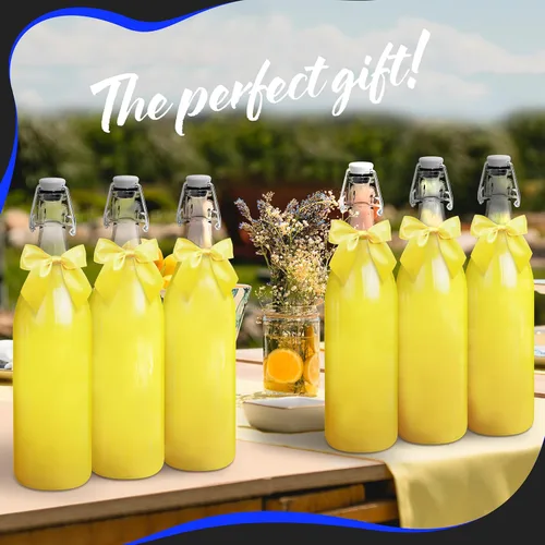 Miniatura 7 de Nevlers Botellas de vidrio con tapa abatible de 33 onzas con tapones, botella de vidrio abatible con tapa, paquete de 6 botellas resellables de 1