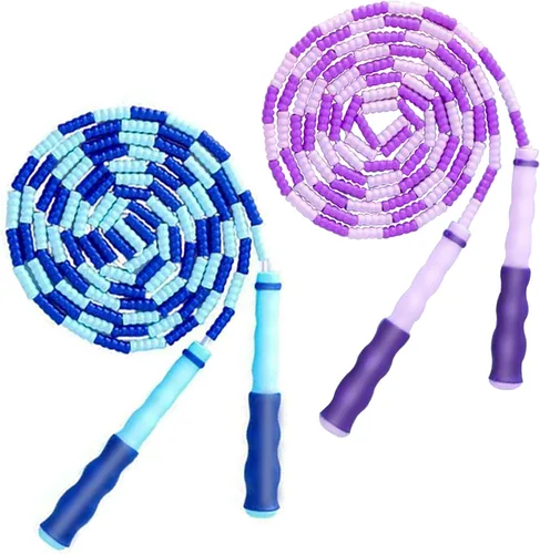 Cuerda de saltar para niños, niñas y niños, cuerdas de saltar suaves con cuentas, cuerda de saltar ajustable, cuerda segmentada sin enredos para