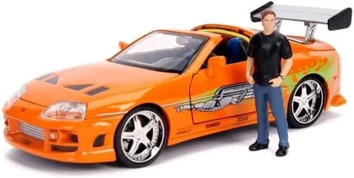 Miniatura 2 de Jada Fast & Furious Toyota Supra 1995 de Brian Modelo de fundición a presión – Escala 1:24 Auto de fundición a presión duradero – Incluye figura