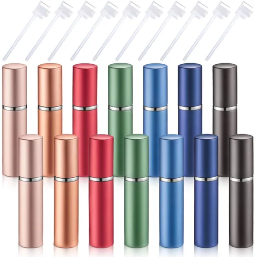 Boao Morandi - 14 piezas de 0.2 fl oz de perfume recargable atomizador recargable Morandi Mini muestra de fragancia dispensador de colonia forrado