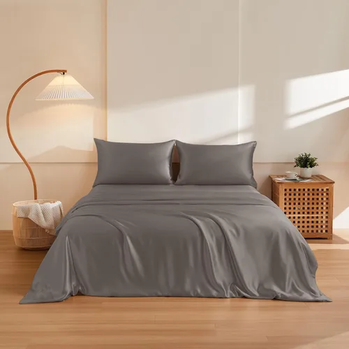 Miniatura 16 de THXSILK Juego de funda de edredón de seda de morera 100% pura de 3 piezas, ropa de cama de lujo ultra suave de grado 6A+, sábanas de seda