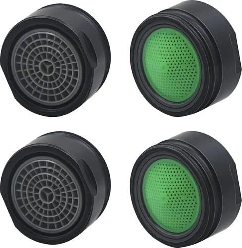 Paquete de 4 aireadores de grifo de 1.5 GPM, (0.945 in) de 15/16 pulgadas de rosca macho para fregadero, aireador de grifo de ahorro de agua de Negro