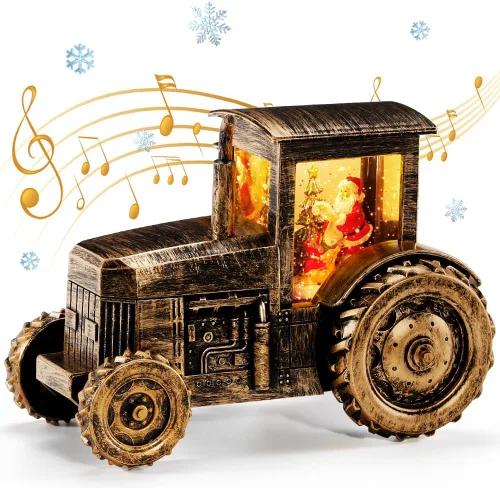 Miniatura 8 de IPOW Tren de linterna de globo de nieve de Navidad con purpurina de remolino de agua, musical e iluminado, temporizador de 6 horas, alimentado por