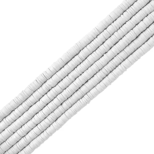 Augshy 2100 cuentas de arcilla blanca coloridas redondas hechas a mano Heishi para hacer pulseras Heishi, cuentas planas, cuentas de arcilla