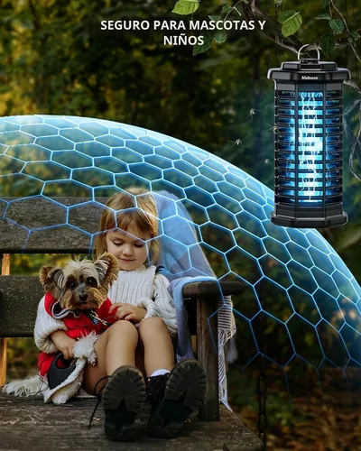 Miniatura 5 de Minimoon Bug Zapper Exterior 4000V Potente Matamosquitos Eléctrico, Trampa para Moscas de 15W para Exteriores, IPX4, Matamosquitos con Cable