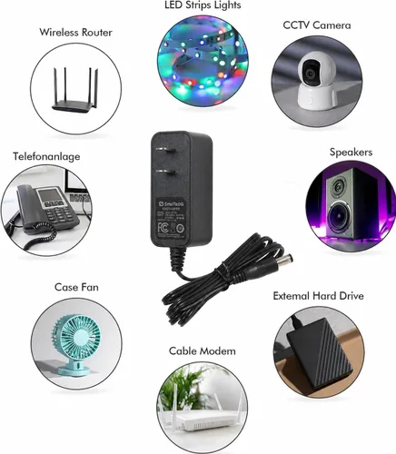 Miniatura 5 de SmoTecQ Adaptador de CA de fuente de alimentación de 12 V 2 A, paquete de 2 unidades, cargador de transformador de 24 W para tiras de luces LED