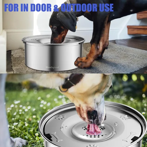 Miniatura 7 de Dispensador de agua para perros de 3 litros, cuencos de agua antiderrames para perros y comedero lento de acero inoxidable para perros, dispensador