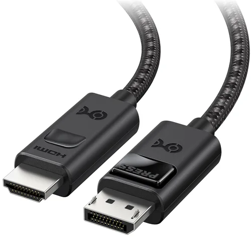 Cable Matters Cable DisplayPort a HDMI 2.1 unidireccional 8K - 6 pies, con 4K 240Hz / 8K 60Hz, puerto de pantalla a cable HDMI 2.1, compatible con