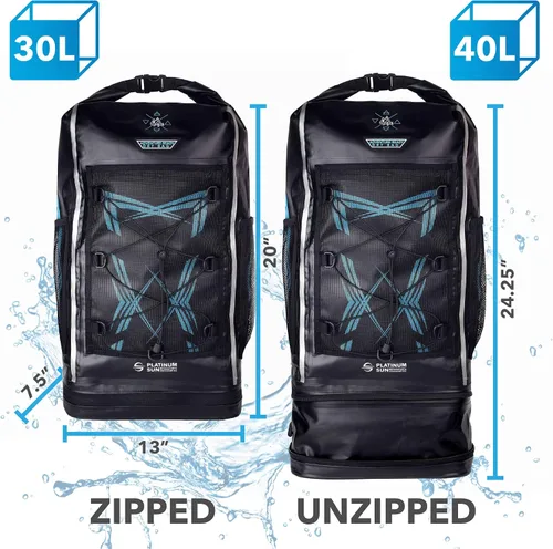 Miniatura 3 de Platinum Sun Dry Bag - Mochila impermeable de 40 L, resistente bolsa de playa enrollable con compartimento para cosas sucias para viajes