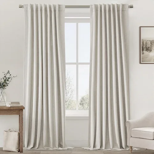 Miniatura 39 de UHITECH - Cortinas opacas beige para sala de estar, cortinas cortas de 35 pulgadas para habitación, cortinas negras para ventanas pequeñas, paneles