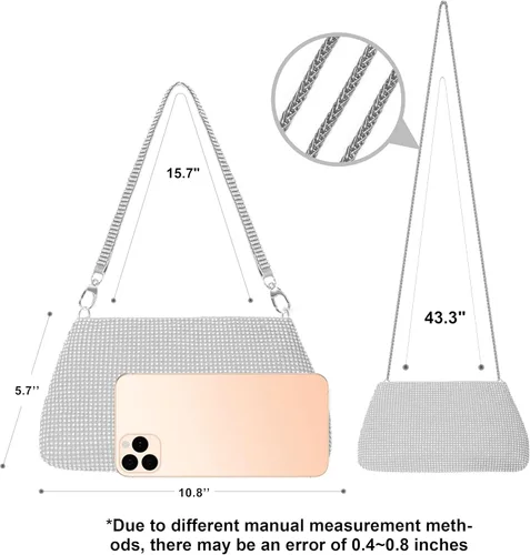 Miniatura 5 de Desy & Feeci Bolso de noche para mujer, bolso de mano completo con diamantes de imitación para mujer, dama, niña, novia, graduación, cóctel, fiesta