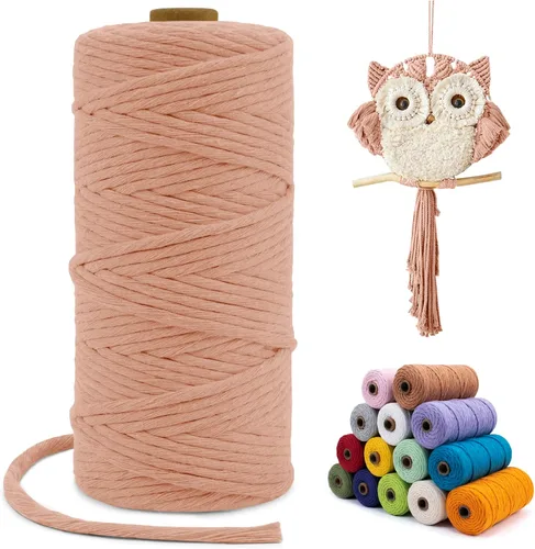Miniatura 78 de Cuerda de macramé de una sola hebra de 0.197 in x 110 yardas, cuerda de macramé de algodón natural de 0.197 in, cuerda de algodón grueso para colgar