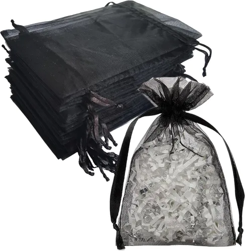 Miniatura 34 de Paquete de 50 bolsas de organza de regalo con cordón verde de 4 x 6 pulgadas para baby shower, Navidad, cumpleaños de bebé, recuerdo de fiesta