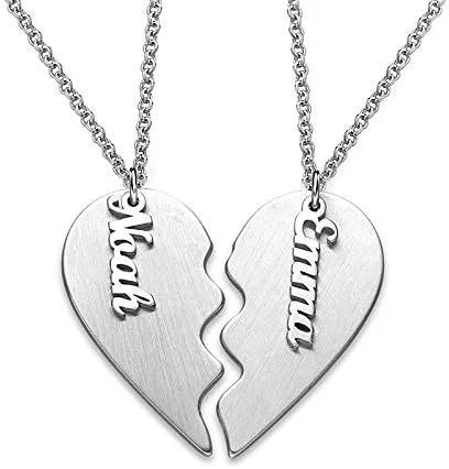 Miniatura 2 de MYKA - Collar personalizado de corazón roto - Joyería para parejas para novio, novia, ella, él, mujeres y hombres - Plata de ley 925, chapado en oro