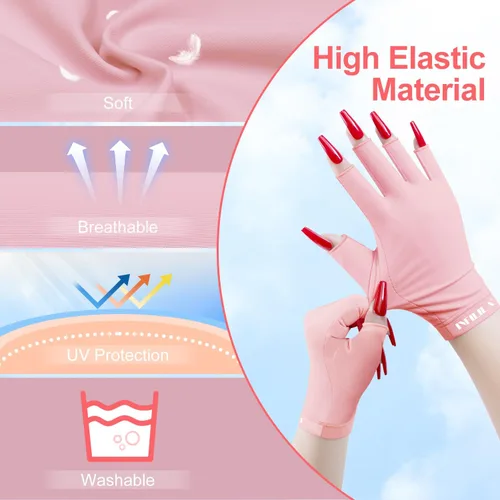Miniatura 4 de NXJ INFILILA UV Gloves for Nails, Anti UV Light Gloves for Gel Nail Lamp, Professional UPF 99+ Protection for Women Rosa