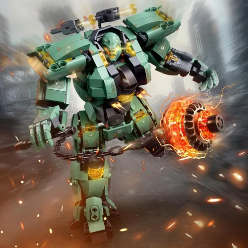 Miniatura 2 de HIGH GODO Conjunto de Bloques de Construcción de Robot Mech Transformable, Destruye Guerrero de la Ciudad Modelo de Acción Mech Kit de Construcción